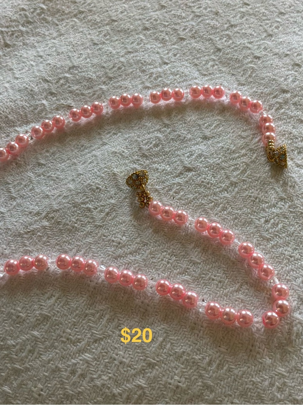 Delicate Pink Pearl Necklace with Gold Accent Clasps - Women Jewelry